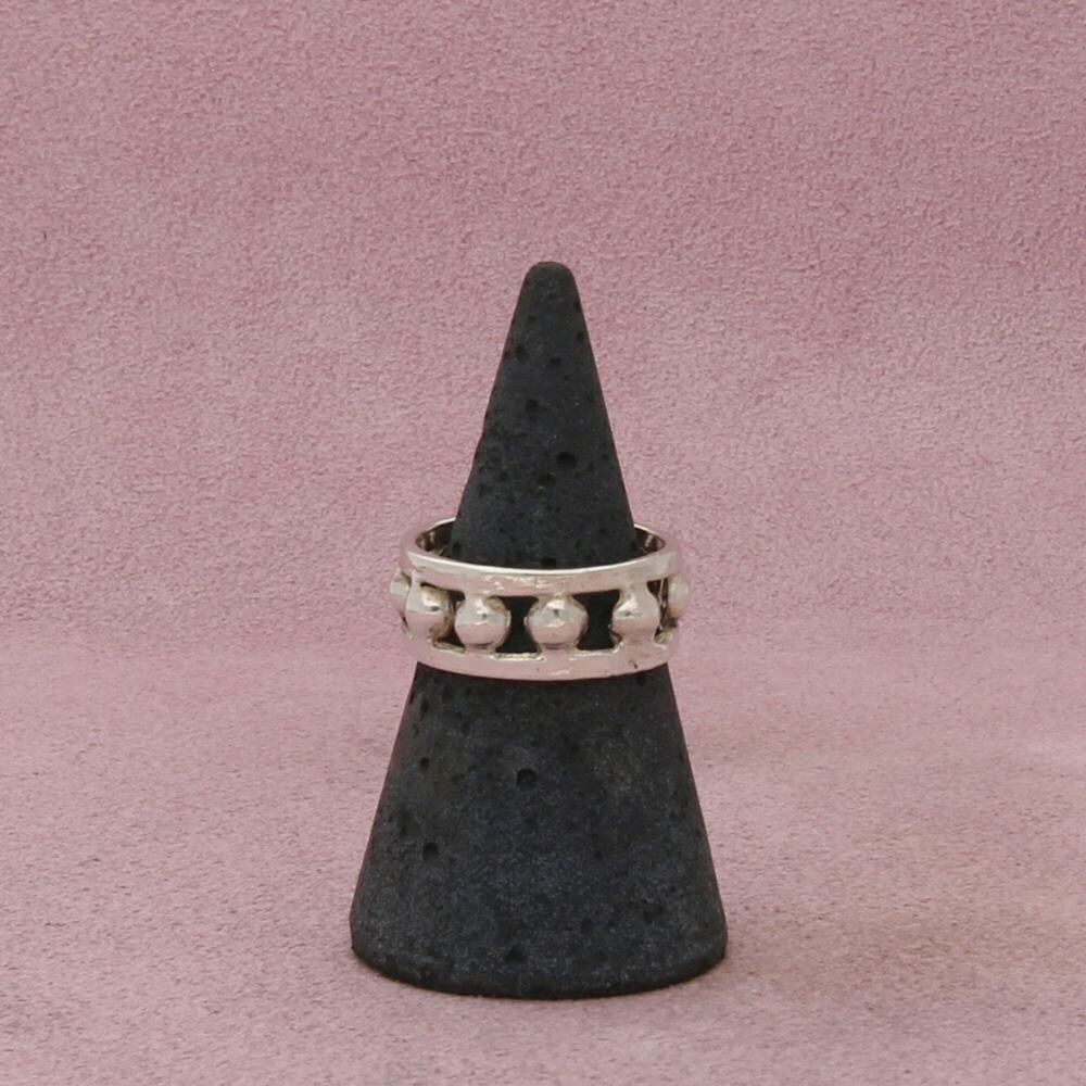 sterling silver vintage beaded band ring size 6.5 - Picture 1 of 3